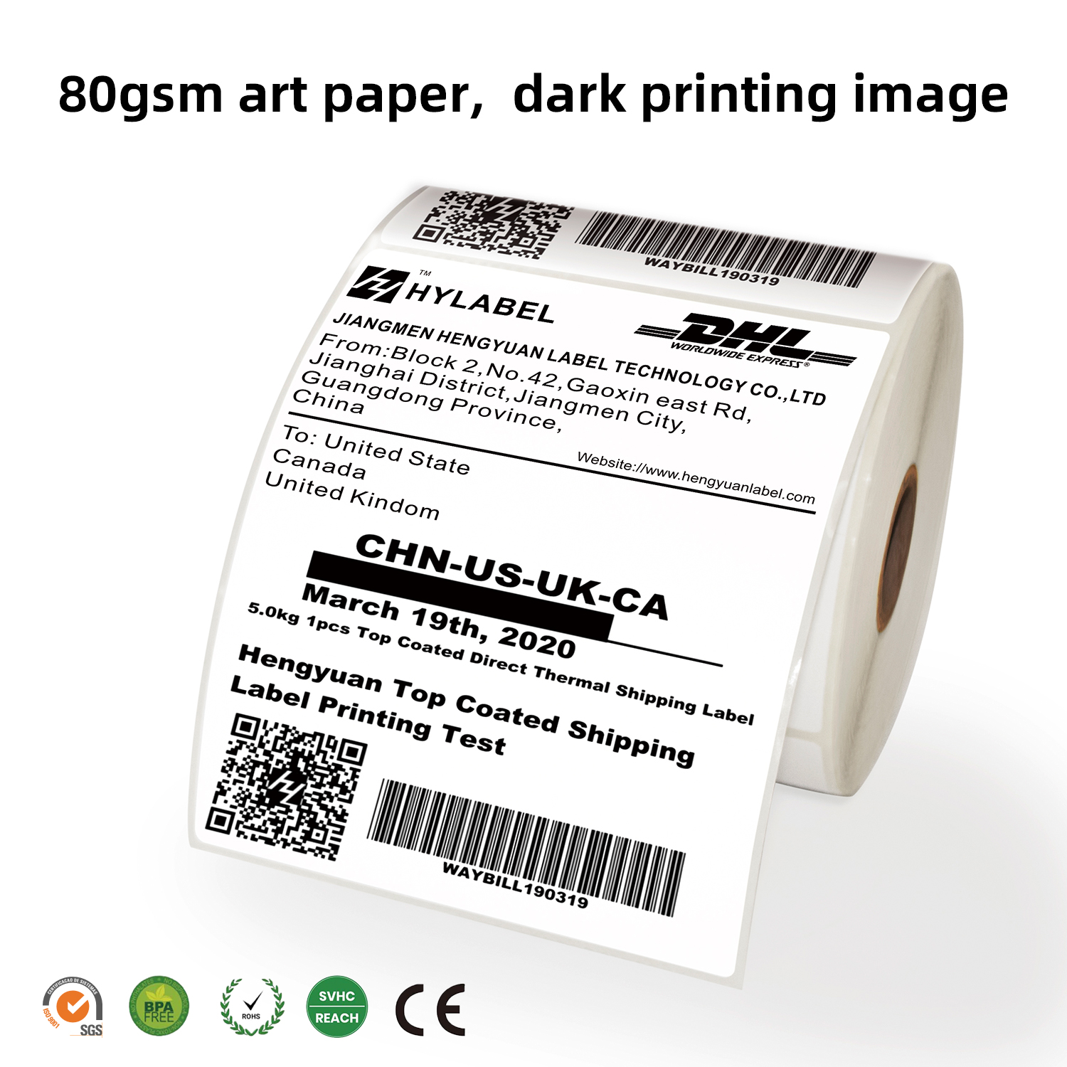 Free Sample Blank Waterproof Custom Logo Direct Thermal Shipping Label Printing Barcode Label Self Adhesive Paper Label Sticker