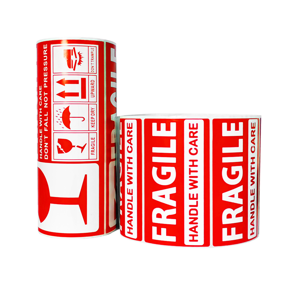 Any Sizes Custom Ptinted Sticker Roll Thermal Transfer Label Fragile Stickers paper