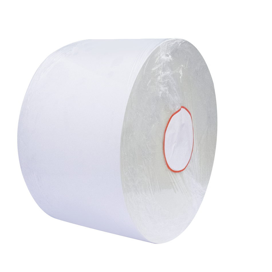 Semi gloss thermal transfer self adhesive art paper Rubber Acrylic glue thermal label stock sticker raw material jumbo roll