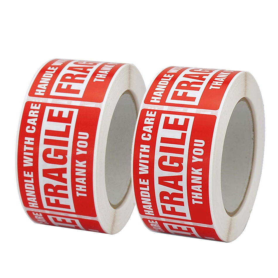 Blank Red Thermal transfer fragile cargo barcode Labels art paper adhesive printed label sticker