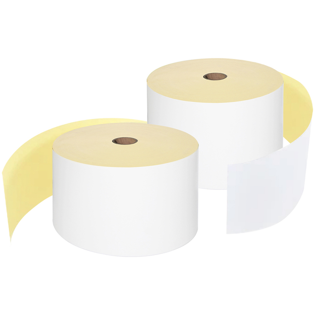 Semi Glossy Label Jumbo Roll Hotmelt Acrylic Adhesive Thermal Transfer Label Yellow Glassine