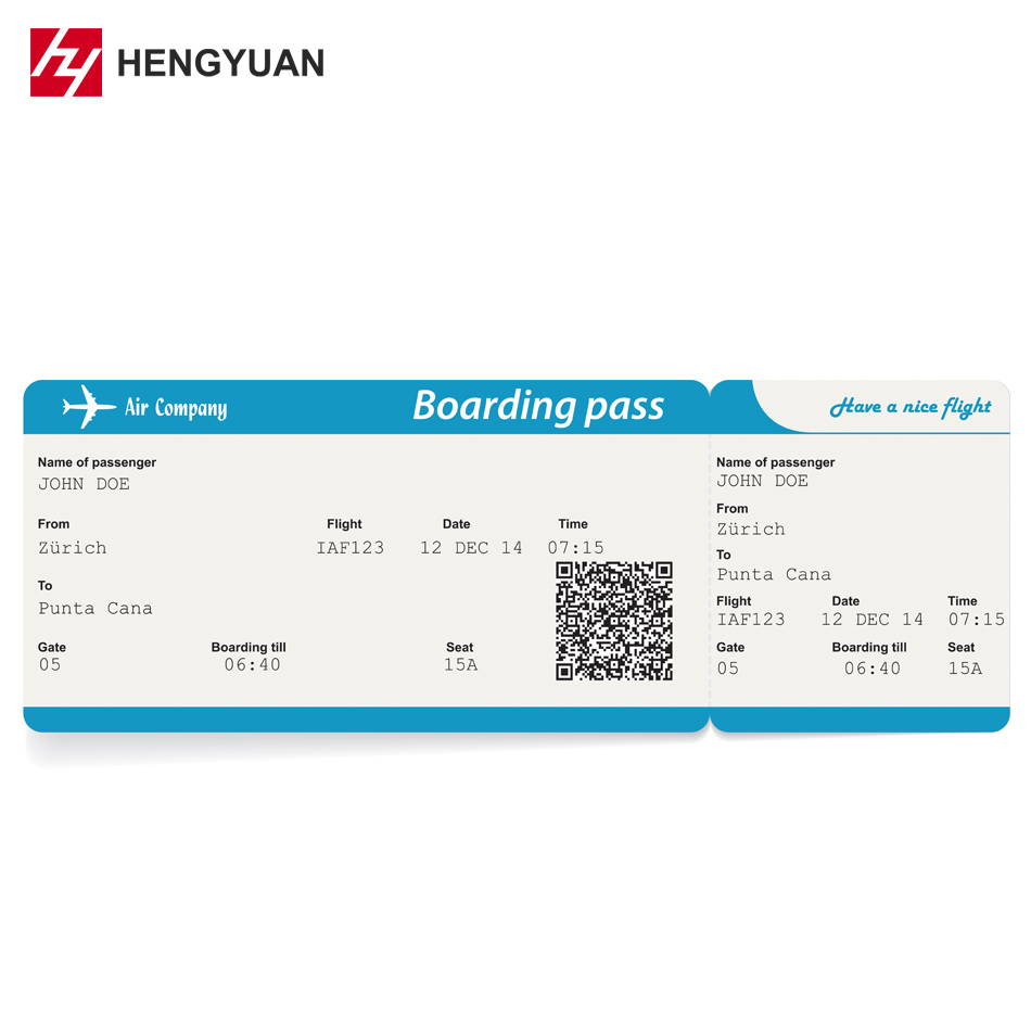 Experienced Manufacturer Good Quality Best Price Custom Logo Direct Thermal Boarding Pass Paper Air Ticket