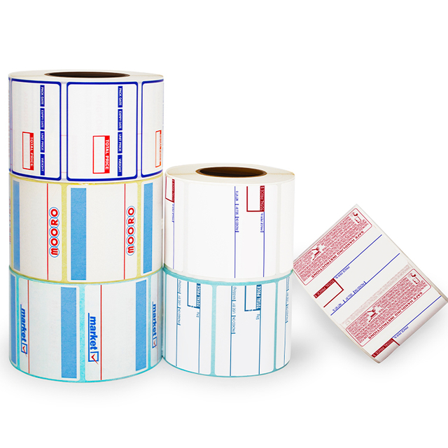 Supermarket Sticker Roll 57x40mm Customized Sticker Roll 