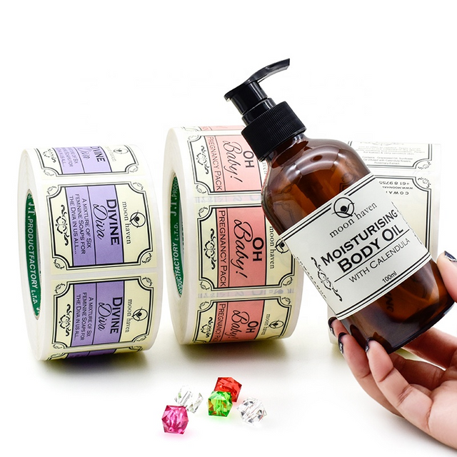 Custom Printing Logo Sticker Cosmeric Packaging Label Shampoo Body Wash Perfume Custom Package Stickers