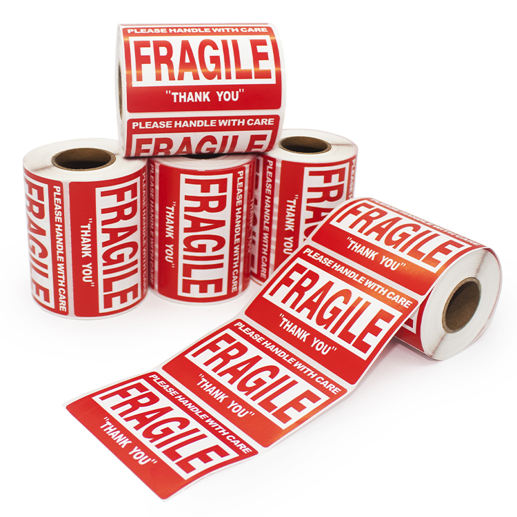 OEM Logo Printing Thermal transfer Warning Sticker Shipping Labels art paper adhesive printed label roll