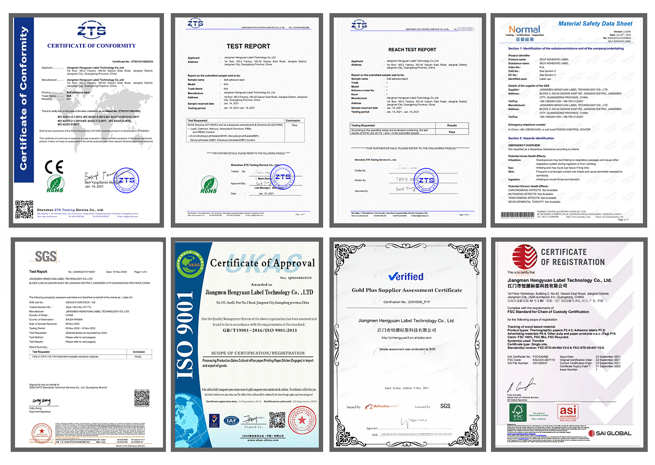 Label products certification